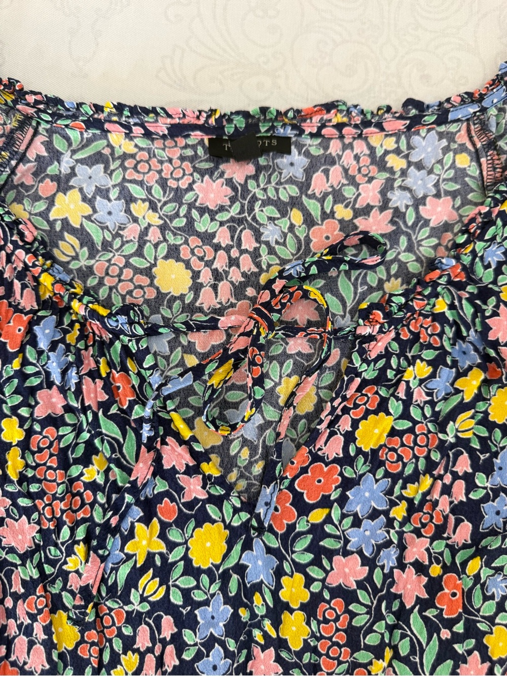 Talbots Gathered Tie Neck Floral Midi Dress Size 6 - Picture 10 of 13